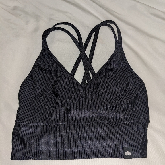 Booty By Brabants Smooth Black Unlined Bra Top with Criss Cross Strap One Size - Picture 6 of 10